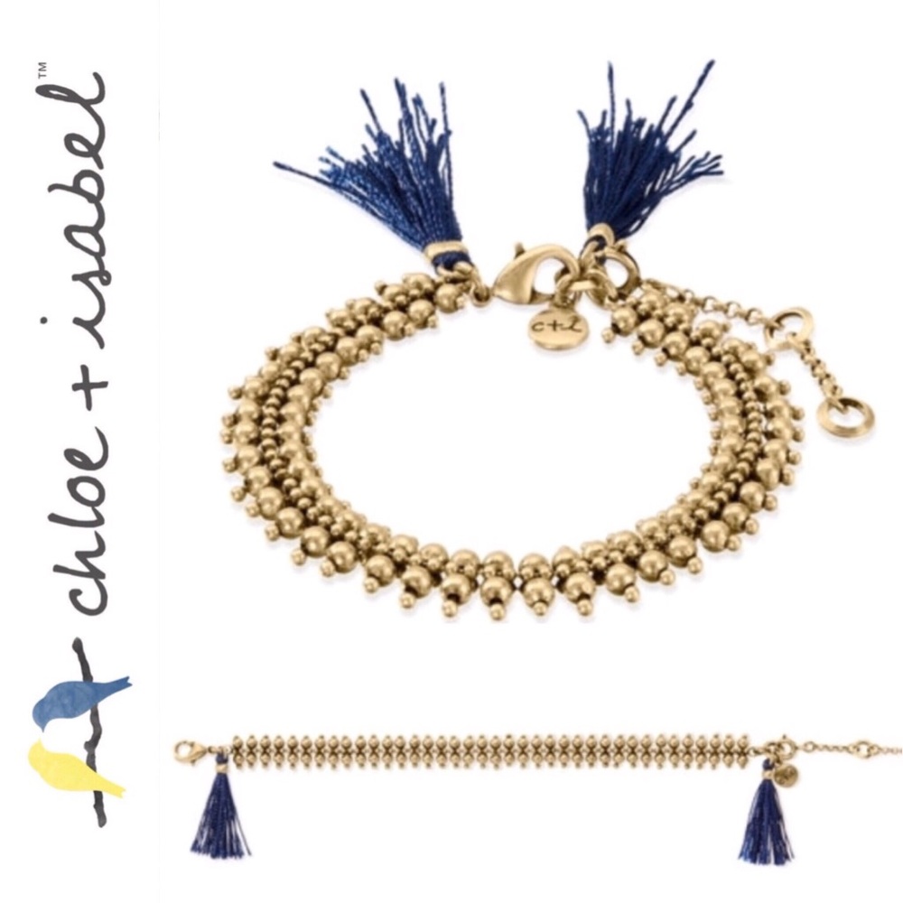 🆕 Navy Tassel + Chain Bracelet c+i B381MEAG